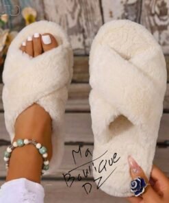 Alternative view of Pantoufles Croisées fourrure