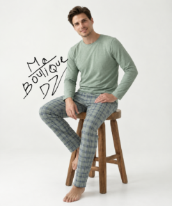 Alternative view of Pyjama Homme ML Vert Clair